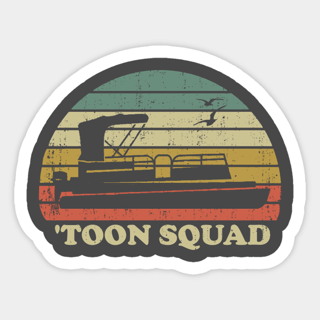 Pontoon Boat Toon Squad Vintage Retro Sticker by Bigfinz